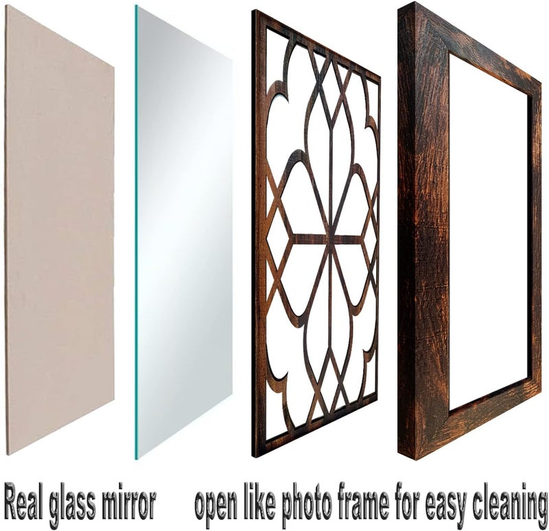 Wocred Set of 4 Mirrors Square Wall Mirror,Gorgeous Rustic Farmhouse Accent Mirror,Caramel Color Entry Mirror for Bathroom Renovation,Bedrooms,Living Rooms and More (12”x12”4pcs) - Image 2