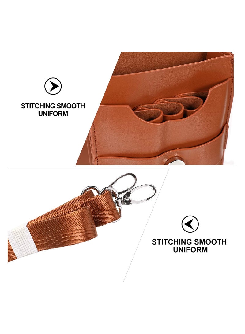SYOSI SYOSI Hairdressing Tools Pouch, Hairdresser Holster Tools Pouch, Scissor Pouch Holster Leather Hair Stylist Scissor Holster with Belt for Hair Stylist Barber, Brown  - Image 5