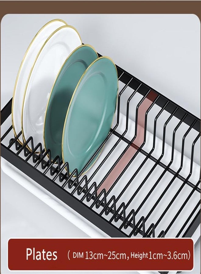 INO Design رف تجفيف أطباق من تصميم INO، رف أطباق موفر للمساحة من طبقتين لسطح المطبخ، منظمات مطبخ معدنية ورف تخزين، مصفاة أطباق ذات سعة كبيرة، أسود - Image 4