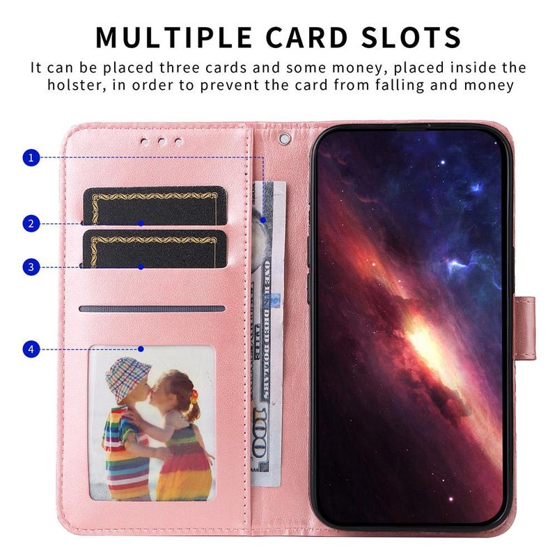 إيروريكس جراب هاتف جلدي منقوش بنقشة عباد الشمس لهاتف Tecno Pova 7 5G (وردي) - Image 3