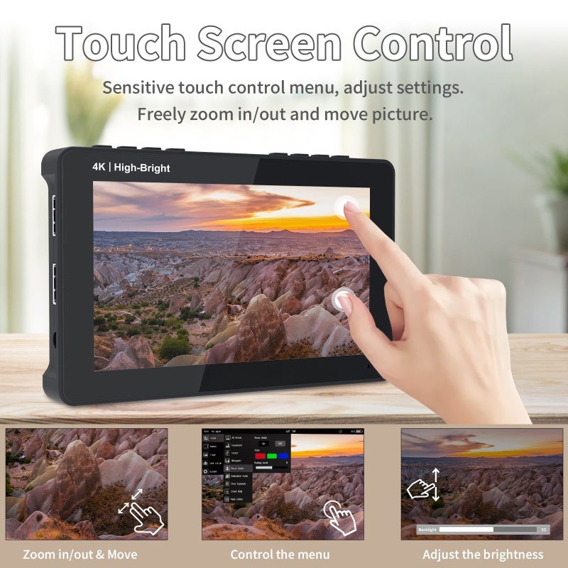 ANDYCINE A6 II 5.5 Inch DSLR Camera Field Monitor Touch Control Director Video Monitor 3D Luts 1600nits Brightness with 4K HDMI Input/Output DC 8.4V Power Output Replacement for Sony Canon Nikon DSLR - Image 4