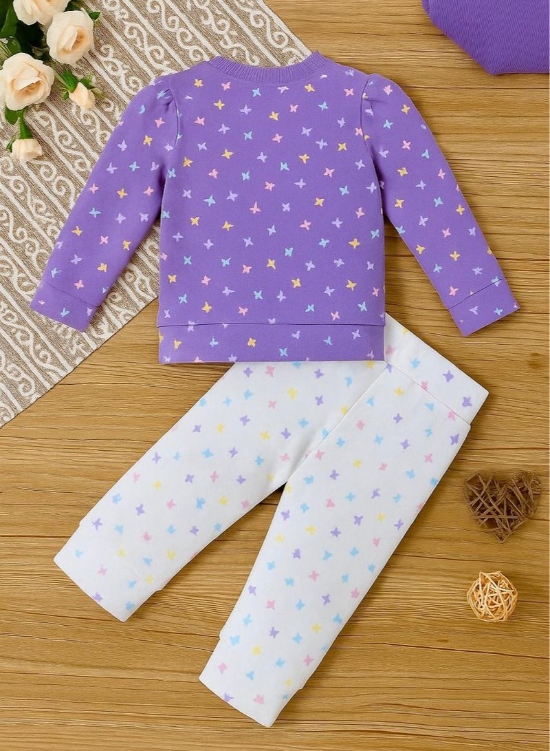 ANDRINA Girls' long-sleeved cotton pajama set, soft and comfortable for children - Image 4