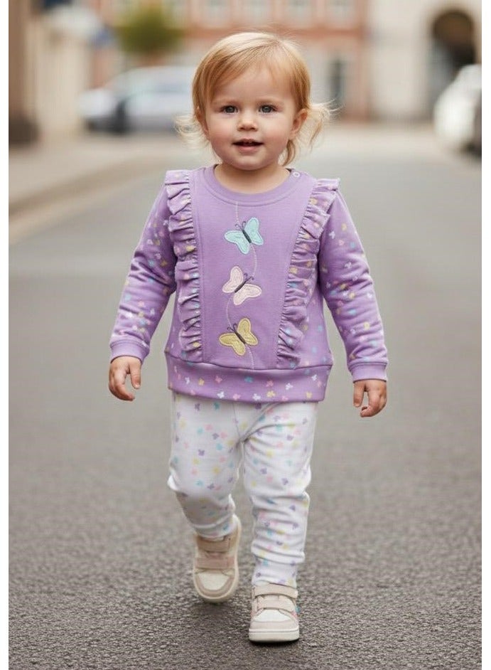ANDRINA Girls' long-sleeved cotton pajama set, soft and comfortable for children - Image 1