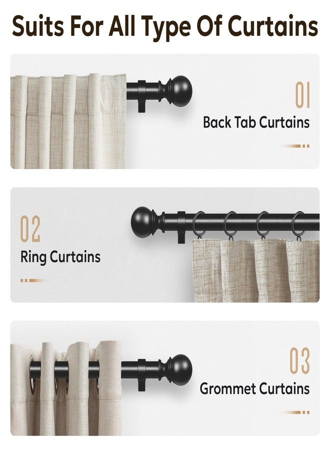 zeerobee Curtain Rods for Windows 66 to 120, 1 Inch Black Curtain Rod Set, Heavy Duty Drapery Rods with Adjustable Curtain Rods, Room Divider Curtain Rod,Outdoor Curtain Rod with Ball Finials, 32"-144" - Image 5
