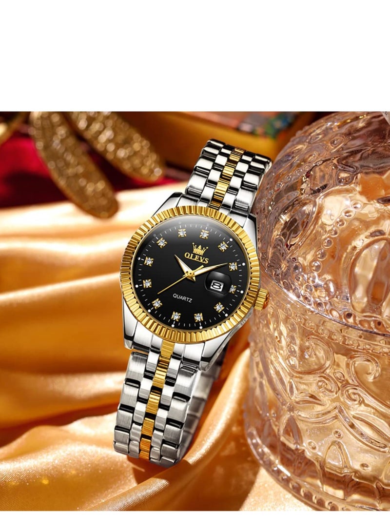 OLEVS Women's Watch Diamond Luxury Dress Women's Watch Analog Quartz Waterproof Date Stainless Steel Watch - Image 2