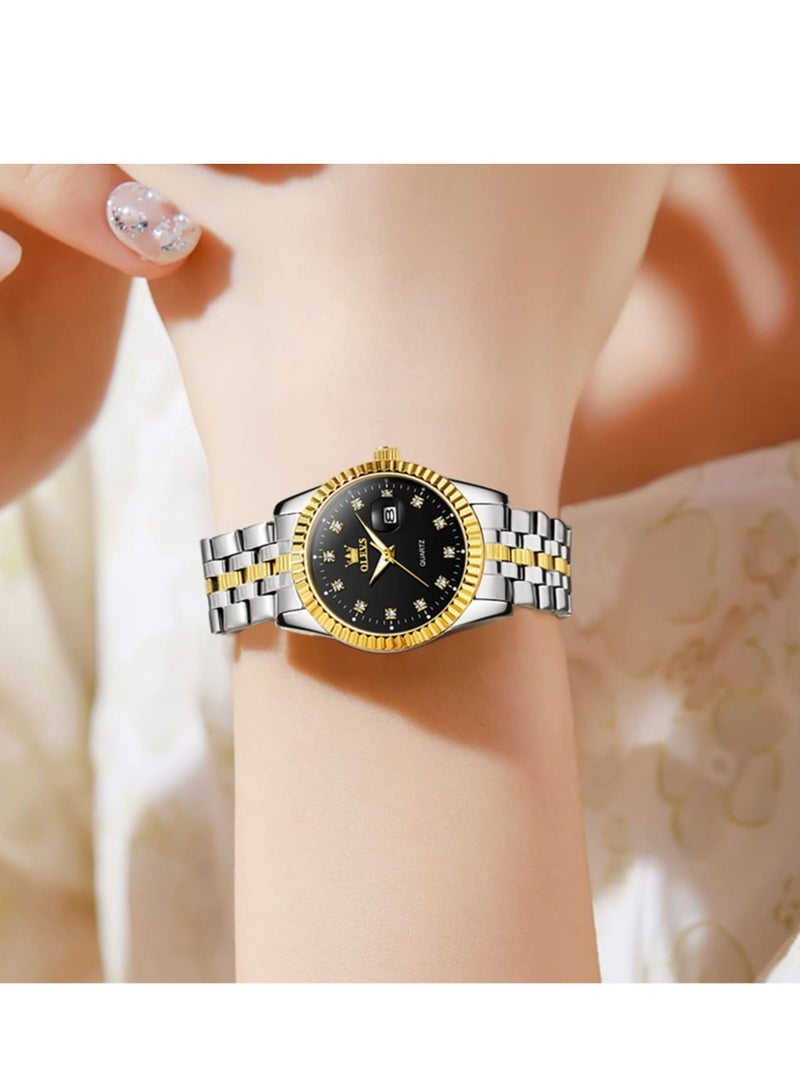 OLEVS Women's Watch Diamond Luxury Dress Women's Watch Analog Quartz Waterproof Date Stainless Steel Watch - Image 3