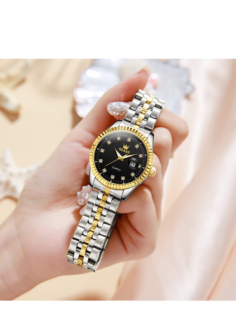 OLEVS Women's Watch Diamond Luxury Dress Women's Watch Analog Quartz Waterproof Date Stainless Steel Watch - Image 4
