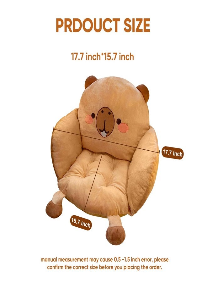 Ditucu Capybara Seat Cushion Kawaii Chair Cushions 17.7 x 15.7 inch Cute Stuff Comfy Lazy Sofa Floor Pillow for Gaming Chairs Room Decor Brown - Image 2