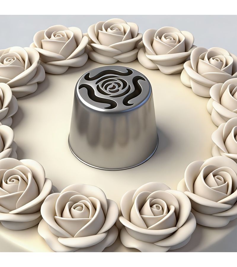 4pcs Set Of Oversized Russian Rose Frosting Nozzles Silvery Stainless Steel Cake Decoration Baking Tools For Halloween Christmas - Image 5