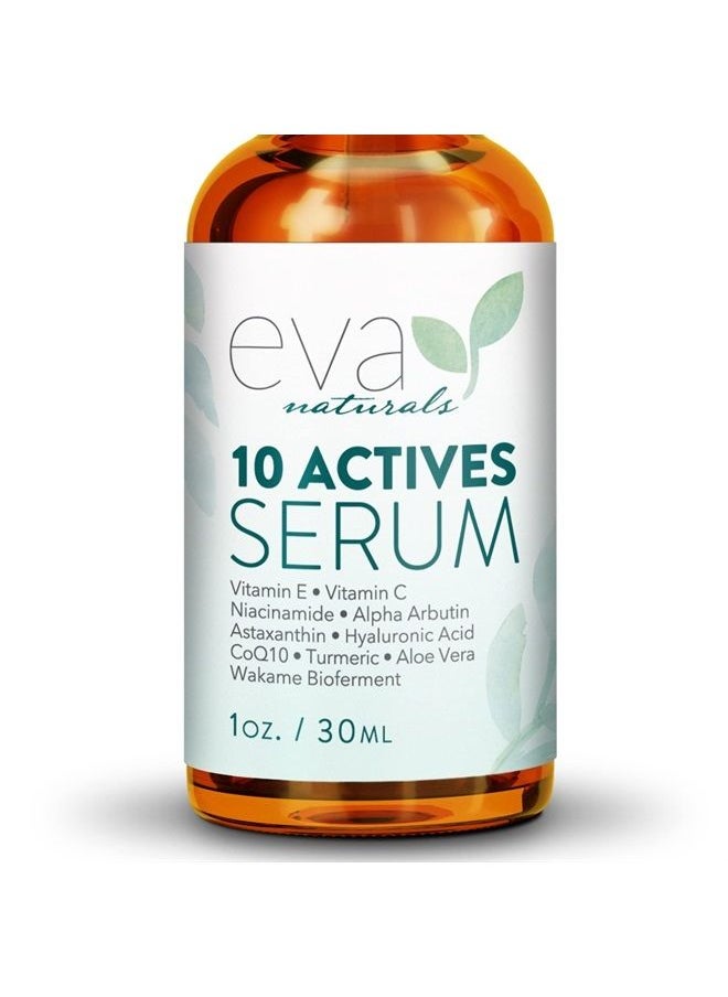 Eva Naturals Skin Brightening Serum for Women - Facial Serums for Glowing Skin with Vitamin C, Hyaluronic Acid, Niacinamide, and Vitamin E - Dark Spots Remover for Face - Sun Spot Remover for Face Serum Corrector  - Image 1