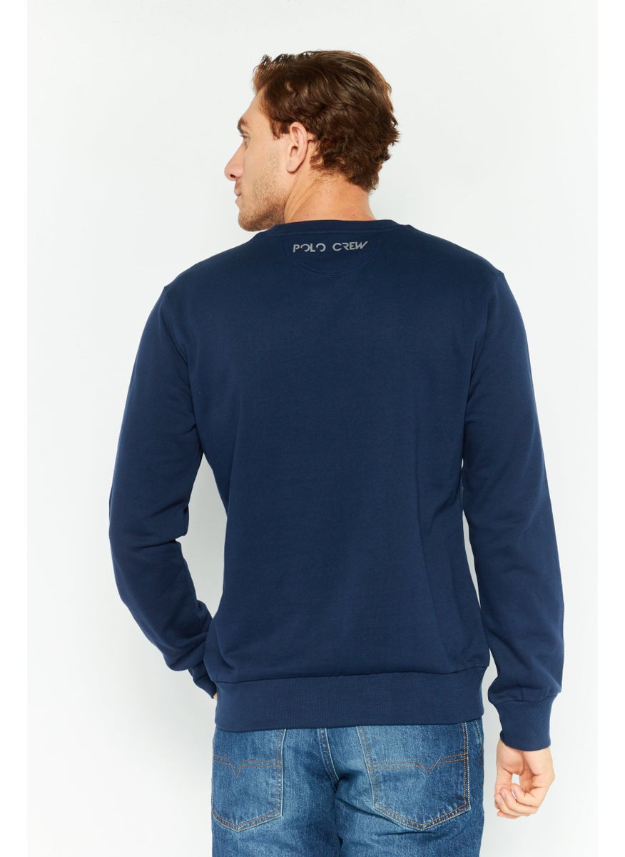 La Martina Men Crew Neck Long Sleeves Brand Logo Sweatshirt, Navy  - Image 4