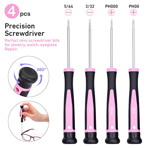 FASTPRO 12-Piece Pink Magnetic Screwdrivers Set with Slotted Phillips Screwdrivers and Precision Screwdrivers, Repair Tool Kit for Women with Storage Bag - Image 3