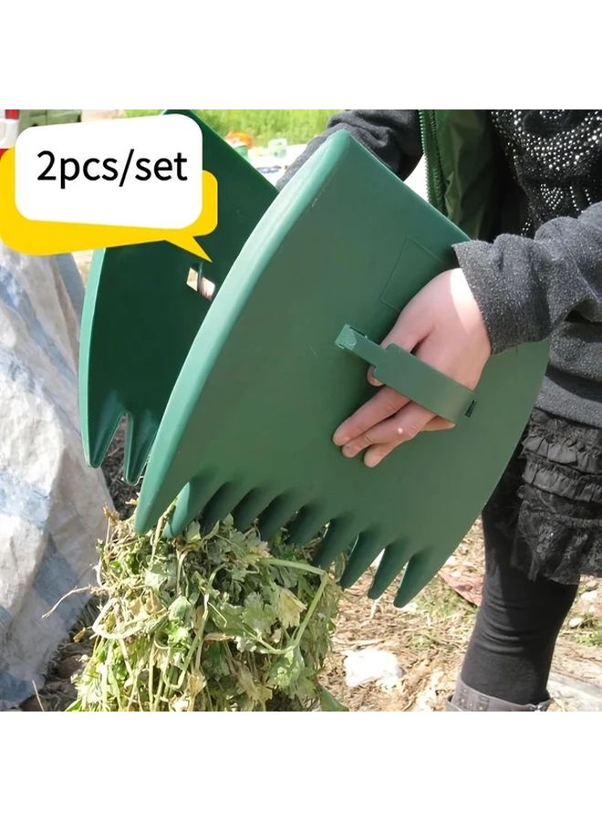 Yellow Garden Hand Tool Set Rake Shovel for Leaves Grass Debris Durable Plastic Grabber - Image 1