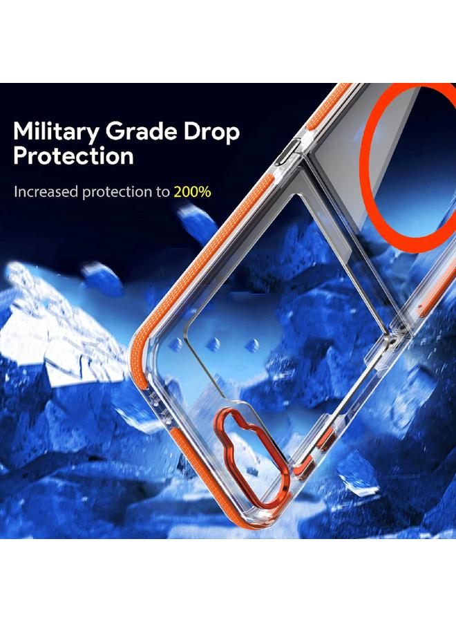 اس-توب جراب لهاتف Samsung Galaxy Z Flip5، جراب هاتف MagSafe هجين من مادة TPU من الأكريليك الشفاف ثنائي اللون - Image 4