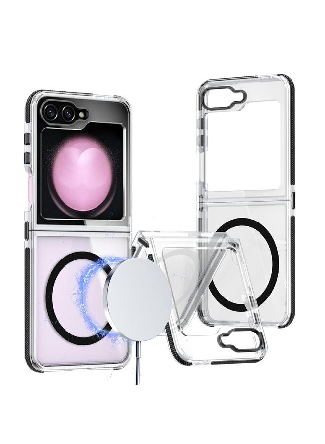 اس-توب جراب لهاتف Samsung Galaxy Z Flip5، جراب هاتف MagSafe هجين من مادة TPU من الأكريليك الشفاف ثنائي اللون - Image 1