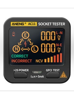 ANENG AC11 Socket Tester Electric Leakage Detector LCD Display Ground Wire Zero Line Live Wire Phase Multifunctional Electrical Electroscope RCD NCV Electric Tester Circuit Polarity Detector UK Plug  - Image 1