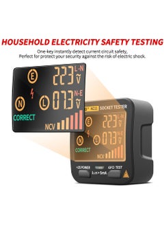 ANENG AC11 Socket Tester Electric Leakage Detector LCD Display Ground Wire Zero Line Live Wire Phase Multifunctional Electrical Electroscope RCD NCV Electric Tester Circuit Polarity Detector UK Plug  - Image 4