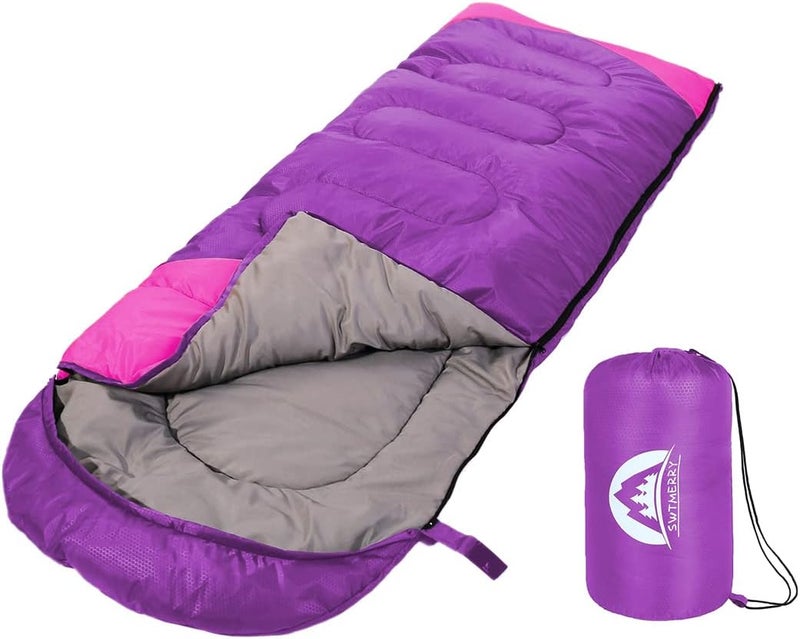 SWTMERRY Sleeping Bag 3 Seasons (Summer, Spring, Fall) Warm & Cool Weather - Lightweight,Waterproof Indoor & Outdoor Use for Kids, Teens & Adults for Hiking and Camping - Image 1