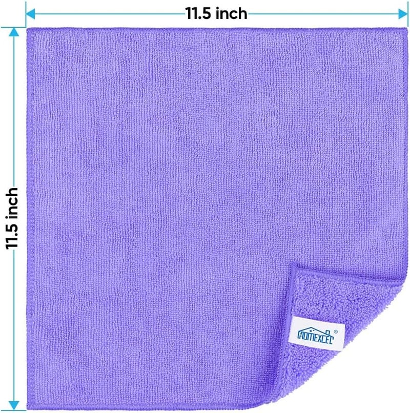 HOMEXCEL Purple Microfiber Cleaning Cloth, 12 Pack Premium Microfiber Towels for Cars, Lint Free, Scratch-Free, Highly Absorbent, Reusable Cleaning Rags for Car, Household, Kitchen, Window,11.5"X11.5" - Image 2