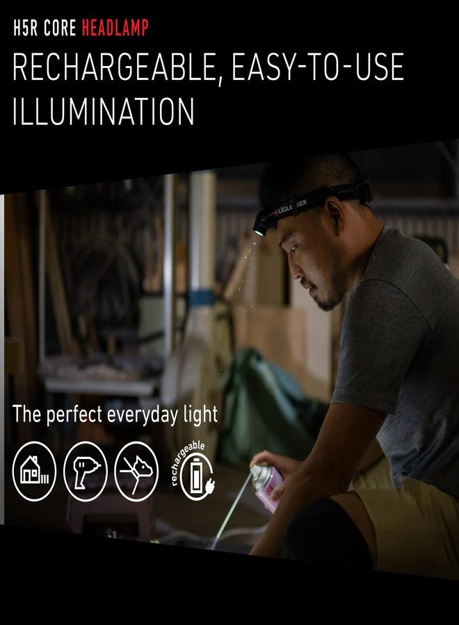 Ledlenser, H5R Core Rechargeable Headlamp, 500 lumens, Advanced Focus System, Constant Light Output, Dimmable, Magnetic Charge System, Dustproof, Waterproof, Connecting System - Image 2
