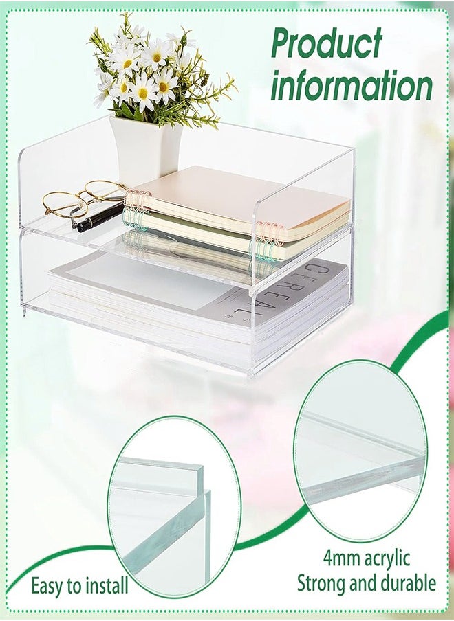 Eworld 3-Tier Acrylic Desk Organizers featuring rounded edges and stackable Clear Document Trays for Office Organization, Ideal for A4 letters, stationery, documents, books, memos and pads, (2 Sizes)  - Image 3