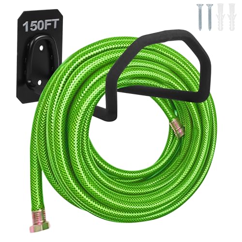 PeoMev Garden Hose Holder Wall Mount - Heavy Duty Water Hose Holders for Outside, Metal Hose Reel Sturdy Hooks for Garden - Image 1