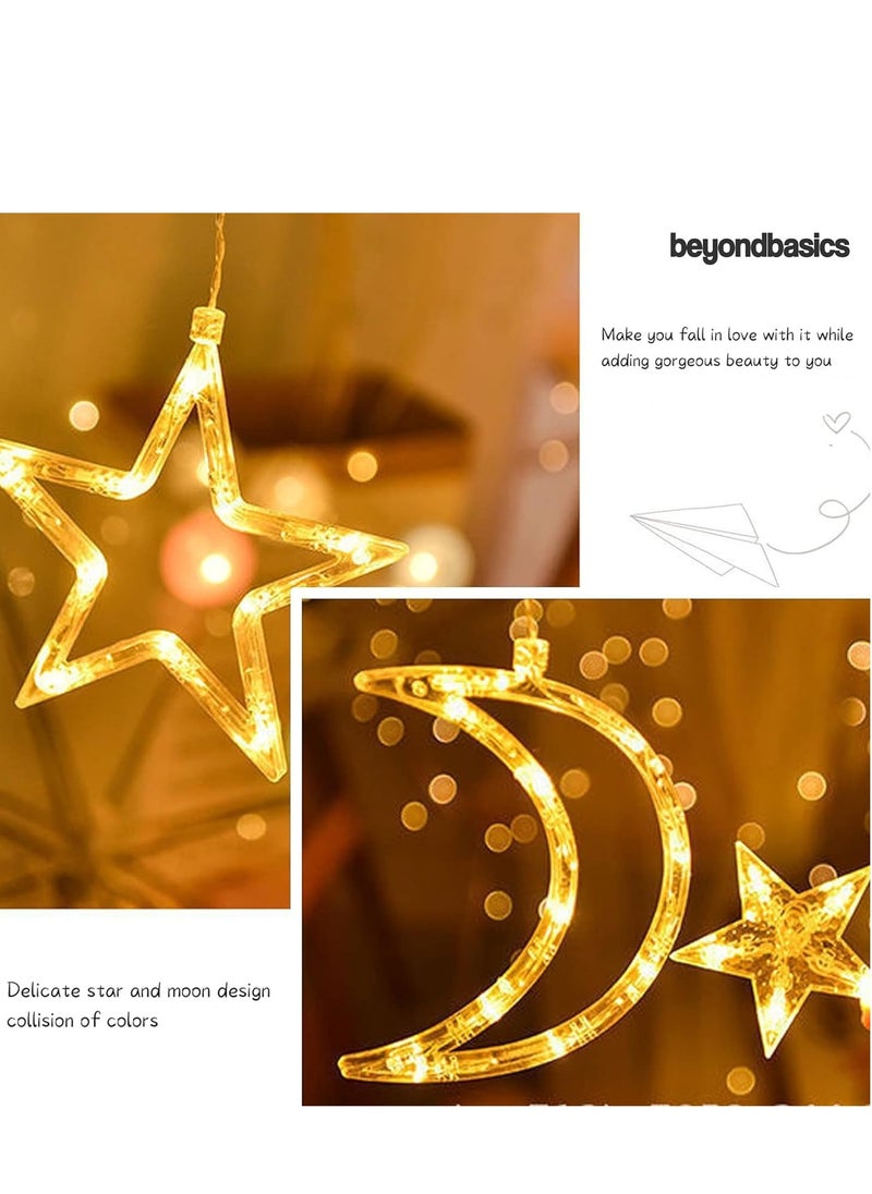 ما وراء الأساسيات سلسلة أضواء زينة رمضان على شكل قمر ونجمة بطول 3.5 متر من Beyond Basics لتزيين المنزل في رمضان تعمل بمنفذ USB مع جهاز تحكم عن بعد، ضوء دافئ لديكور رمضان.  - Image 5