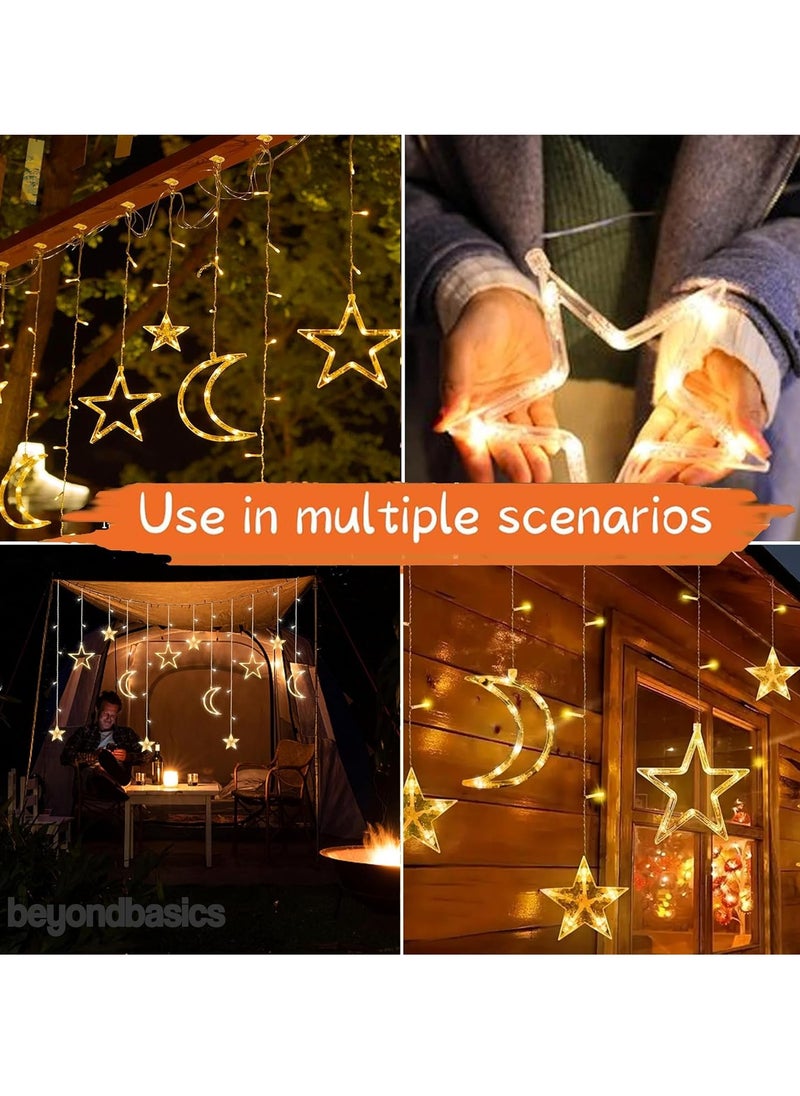 Beyond Basics Ramadan Moon Star Decoration String Light 3.5m for Ramadan Home Decoration USB Powered With Remote Warm Light For Ramadan Decor.