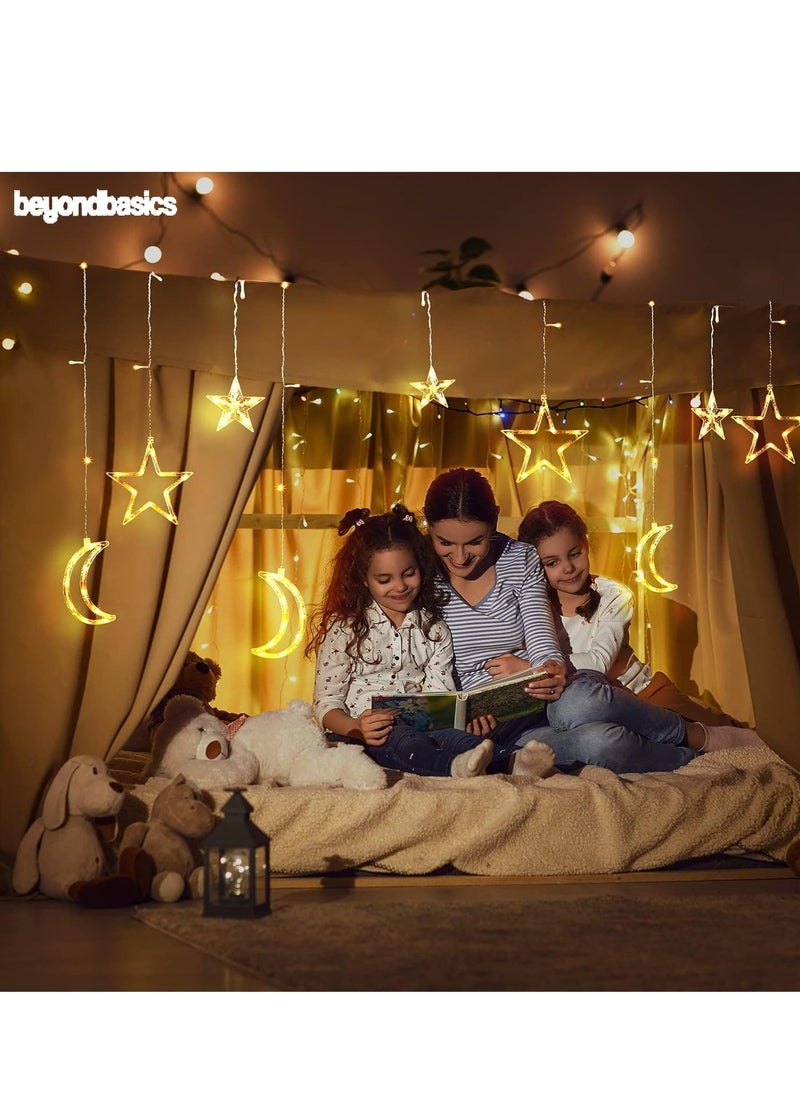 ما وراء الأساسيات سلسلة أضواء زينة رمضان على شكل قمر ونجمة بطول 3.5 متر من Beyond Basics لتزيين المنزل في رمضان تعمل بمنفذ USB مع جهاز تحكم عن بعد، ضوء دافئ لديكور رمضان.  - Image 2