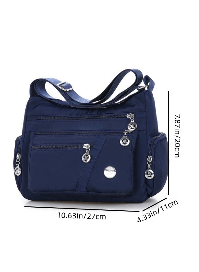 Women's Multi-pocket Classified Storage Shoulder Bag, Ladies Large-capacity Crossbody Bag Sling Bag Side Bag Carry Bag, Lightweight Nylon Material Satchel Bag Phone Bag Tourist Bag Shopping Bag - Image 3