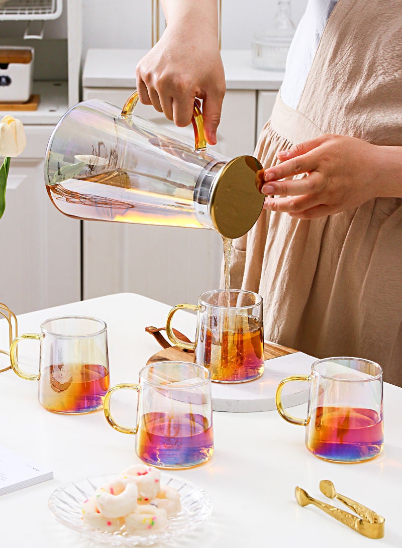 Shuer 5-Piece Electroplating Process Glass Cup Water Bottle Set Transparent Tea Mug Milk Straight Tube - Image 4