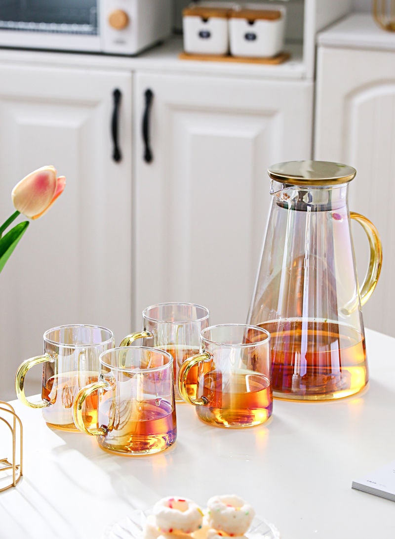 Shuer 5-Piece Electroplating Process Glass Cup Water Bottle Set Transparent Tea Mug Milk Straight Tube - Image 5