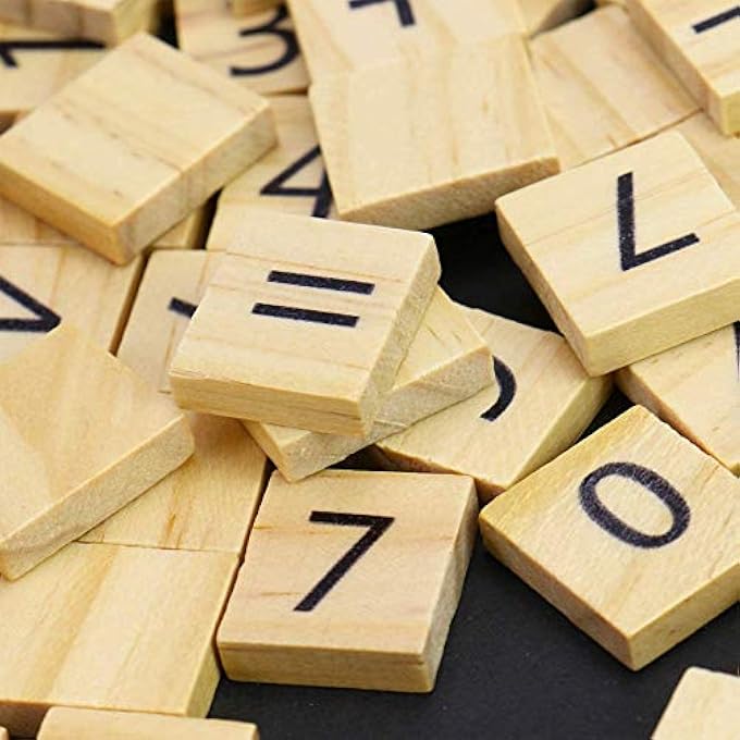 ايزومسن esowemsn 100 قطعة من بلاط الخشب الخربشة أرقام ورموز قطع خربشة خشبية للعبة خربشة الكلمات لوحة ألعاب التعليم الحرف اليدوية والمعلقات - Image 4