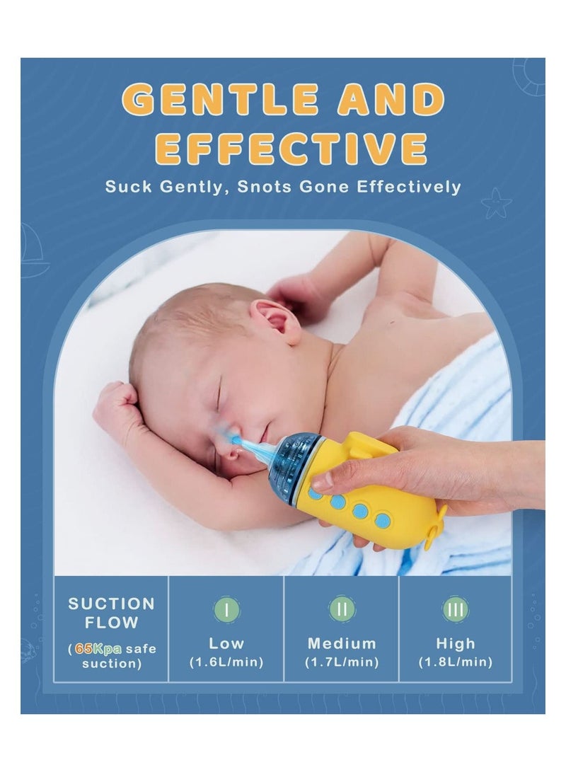 XiuWoo Electric Baby Nasal Aspirator, Rechargeable Sucker with 3 Different Nose Tips, Music, Light, Low Noise, Newborns - Image 2