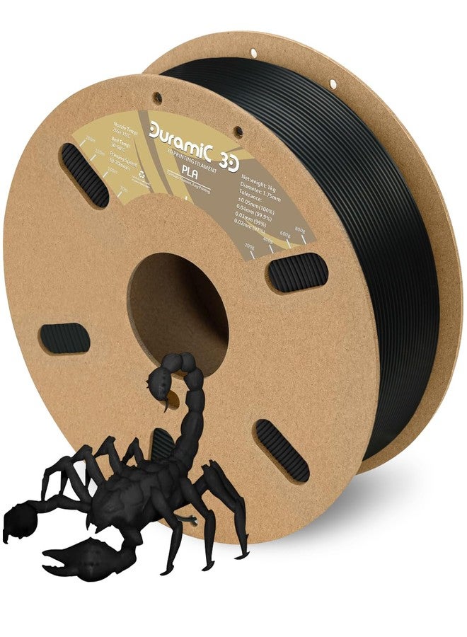 DURAMIC 3D PLA Filament 1.75mm Black 1kg Spool, Jam-Free High Stifness 3D Printing Filament with Cardboard Spool, No-Tangling No-Clogging Dimensional Accuracy 99% +/- 0.03 mm - Image 1