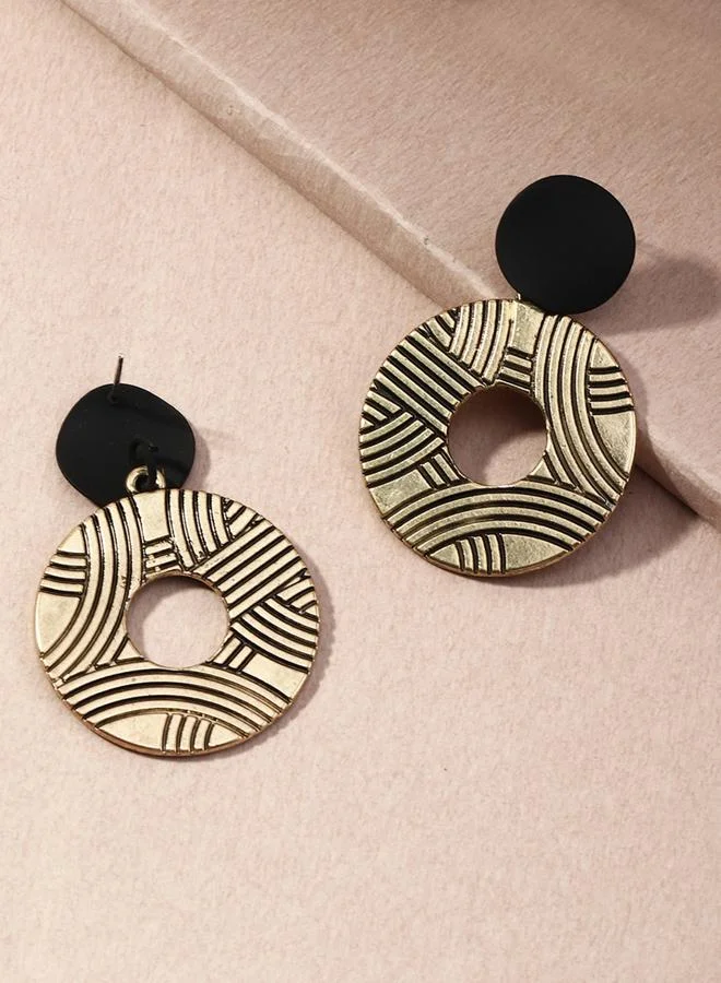 Take Two Textured Round Hoop Drop Earrings