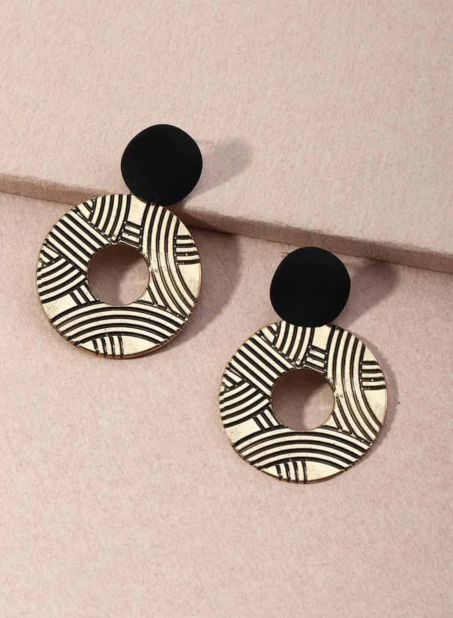 Take Two Textured Round Hoop Drop Earrings