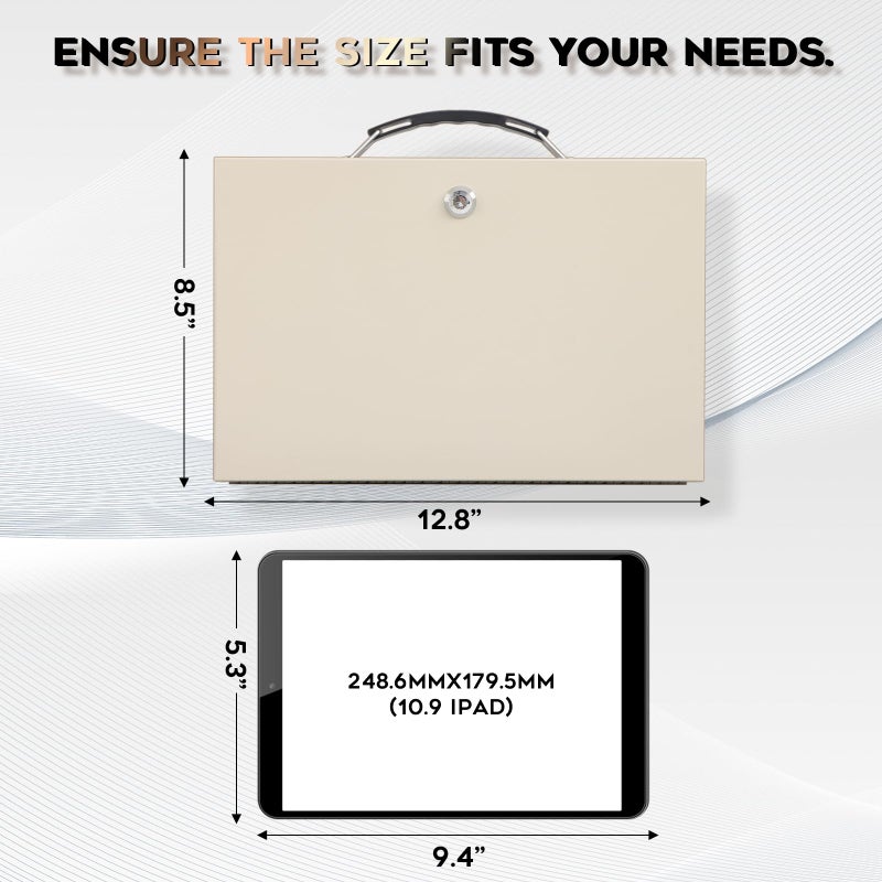 xydled Fire Resistant Safe Fire Safe Box with Key Lock for Home Office Security Storage for Valuables Documents,12.8 x 8.5 x 4.5 Inch,White,Beige - Image 4