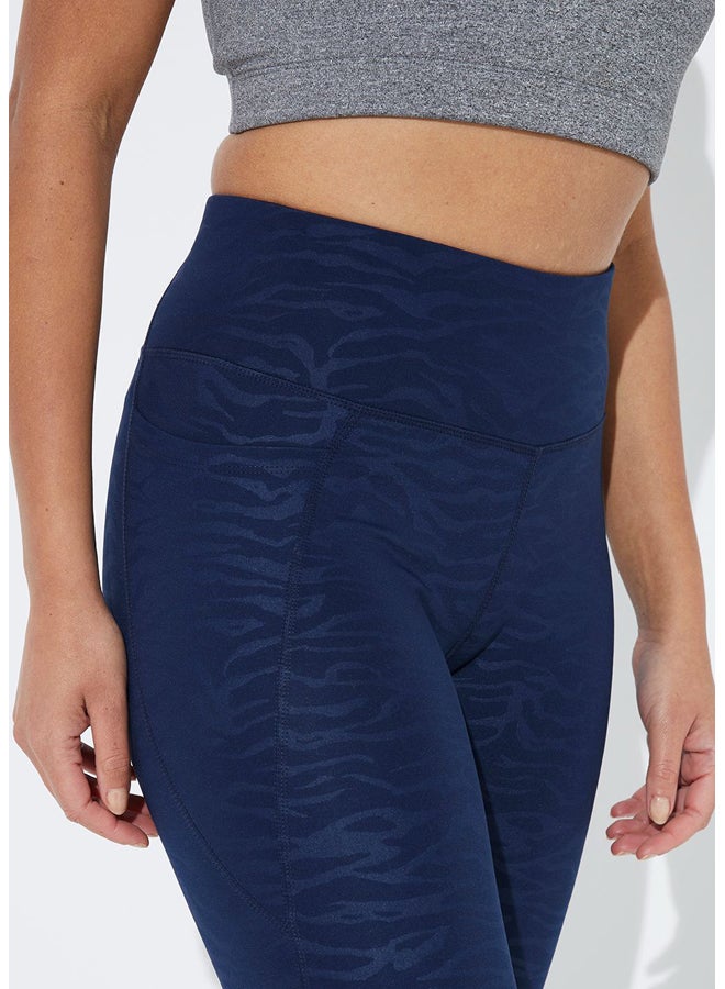 Matalan Souluxe Navy High Shine Capri Leggings  - Image 2