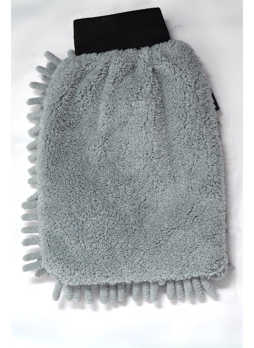 Spark - (2 Pieces) 7050 Microfiber Chenille Car Cleaning and Drying Gloves 16X24 Cm. Grey - Image 1