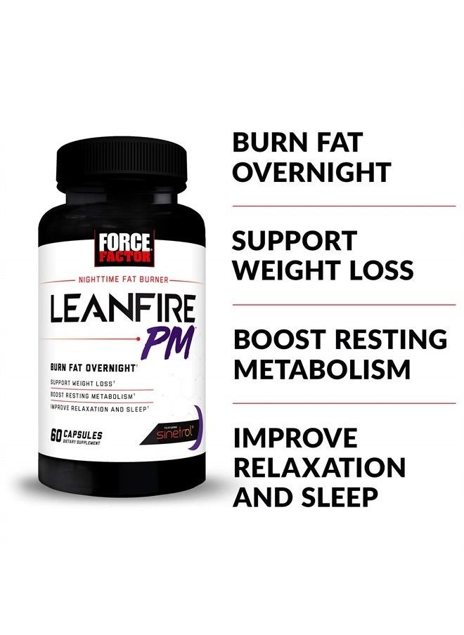 Force Factor LeanFire PM Weight Loss Pills for Women and Men, Fat Burner and Overnight Weight Loss Pills to Burn Fat, Boost Metabolism, and Improve Sleep, Powerful Formula for Incredible Results, 60 Capsules  - Image 2