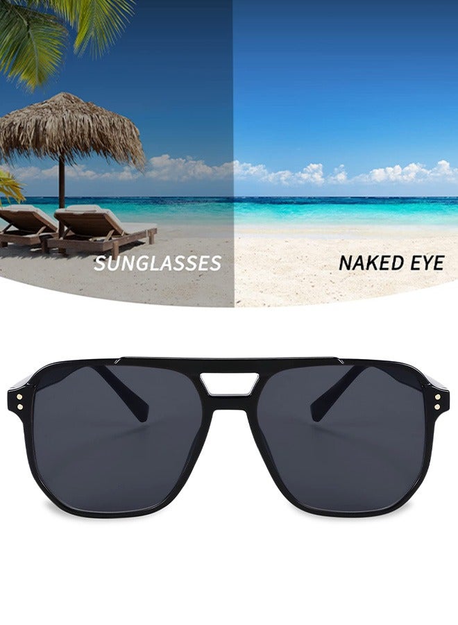 AZorb 70s Aviator Sunglasses Women Men Fashion Square Frame Sun Glassess Men's Ladies Sunglasses Accessories Vintage Sunglass for UV400 Protection Shades Black - Image 4