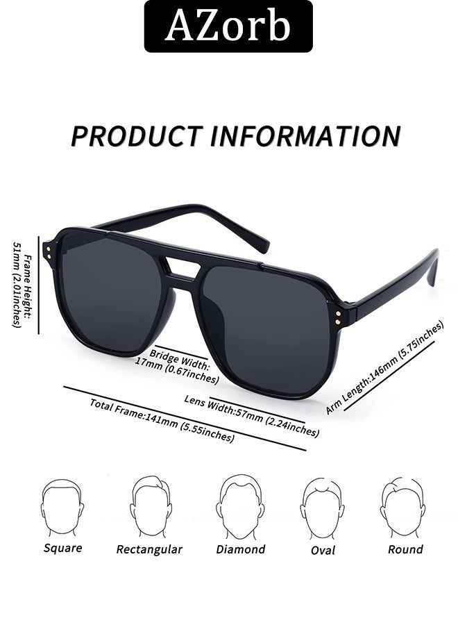 AZorb 70s Aviator Sunglasses Women Men Fashion Square Frame Sun Glassess Men's Ladies Sunglasses Accessories Vintage Sunglass for UV400 Protection Shades Black - Image 5