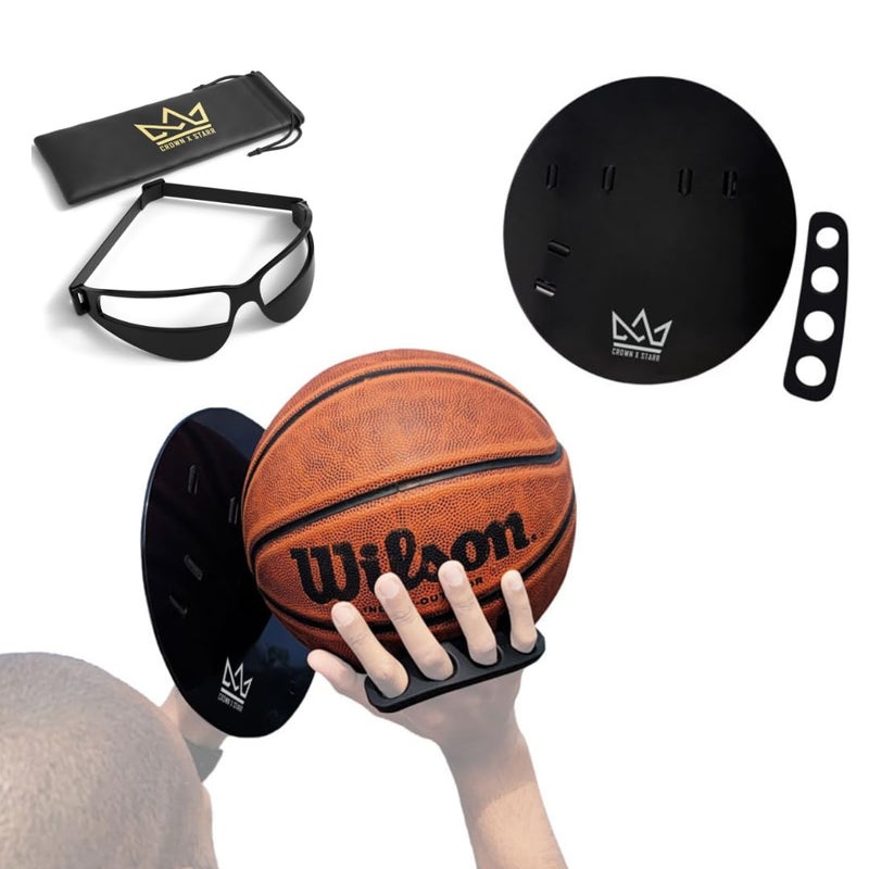 Crown x Starr Basketball Shooting Off Hand Trainer â€“ Basketball Training Equipment Shooting Aid â€“ Includes Dribbling Goggles & Bonus 5.3â€ Shooting Aid - Image 1