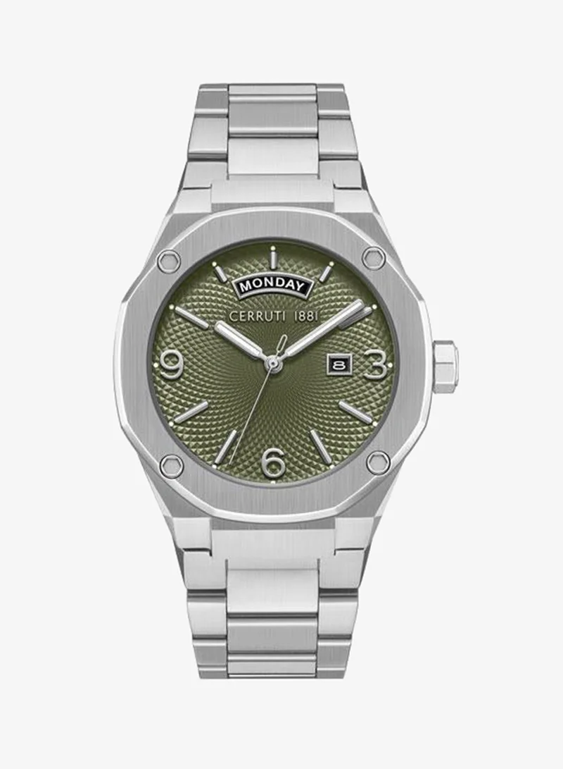 CERRUTI 1881 Razzuolo 41mm Green Dial Stainless Steel Bracelet Analog Watch For Men