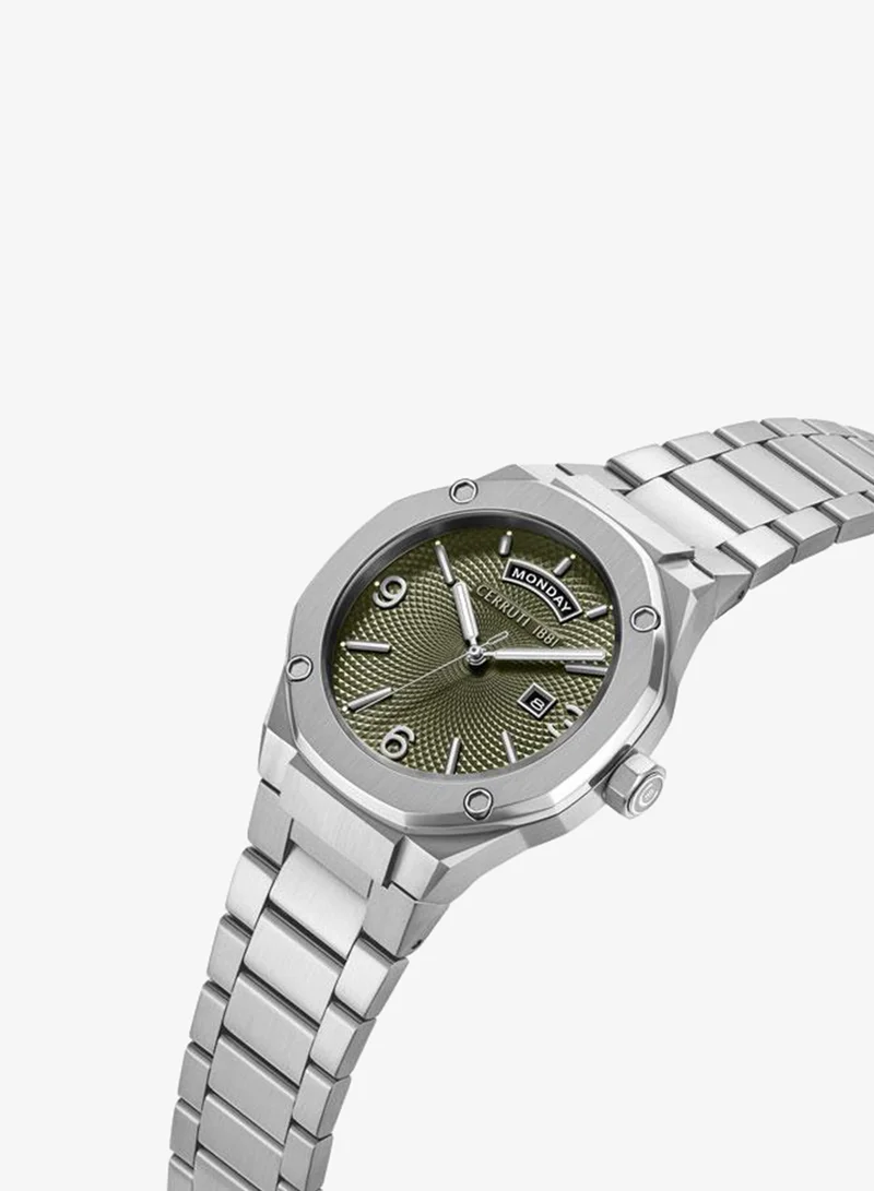 CERRUTI 1881 Razzuolo 41mm Green Dial Stainless Steel Bracelet Analog Watch For Men