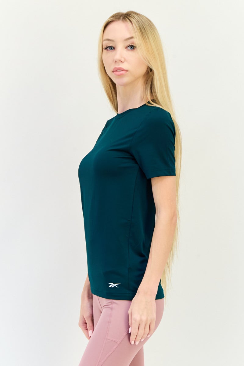 Reebok Women Sportswear Fit Short Sleeve Training T-Shirt, Dark Green  - Image 2