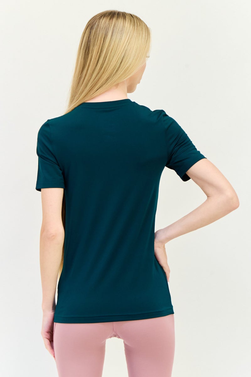 Reebok Women Sportswear Fit Short Sleeve Training T-Shirt, Dark Green  - Image 3