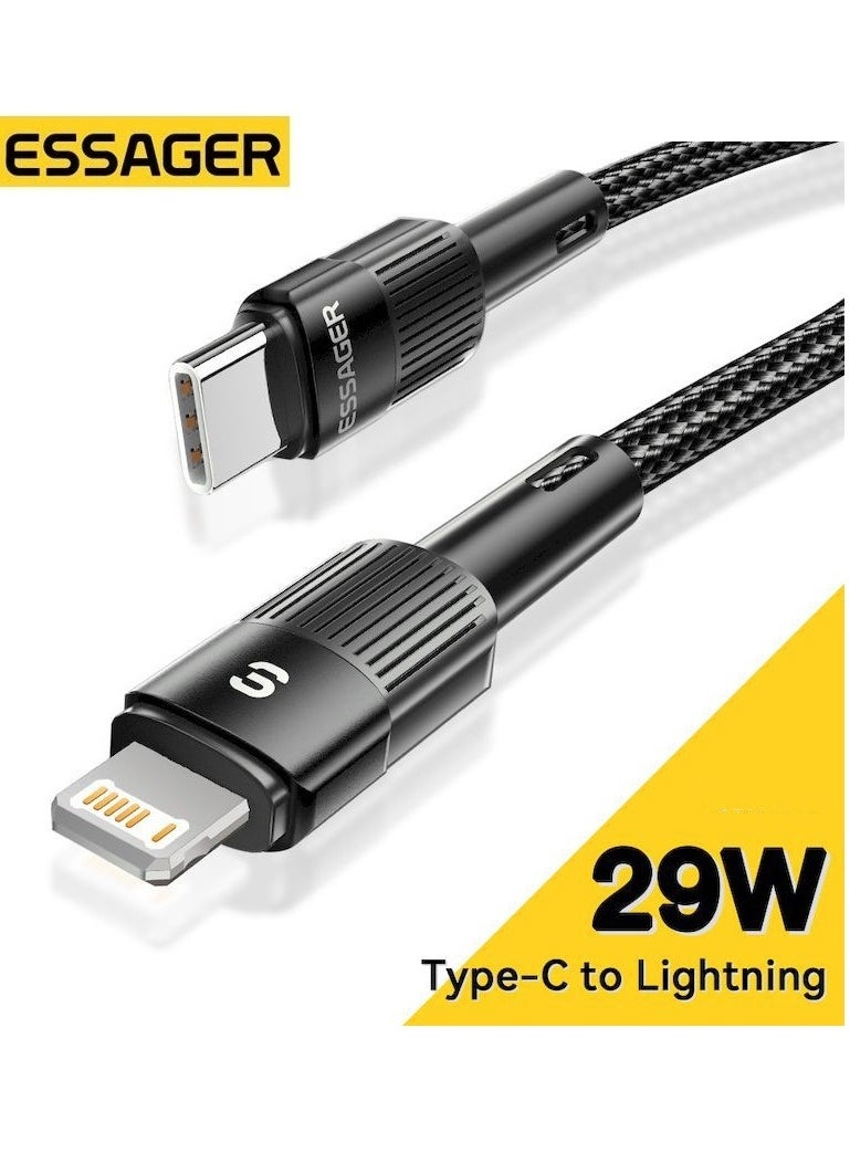 ESSAGER - Super Durable Fast Charging Cable USB Type C Cable For iPhone 15 14 13 12 11 8 7 6 Pro Max XS Xr iPad Series PD 30W Fast Charge Charger Lightning Wire Cord 1 Meter - Image 1