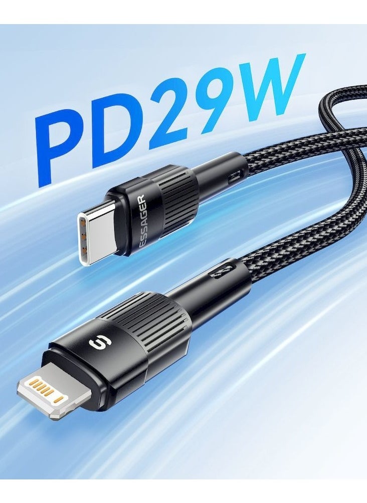 ESSAGER - Super Durable Fast Charging Cable USB Type C Cable For iPhone 15 14 13 12 11 8 7 6 Pro Max XS Xr iPad Series PD 30W Fast Charge Charger Lightning Wire Cord 1 Meter - Image 1